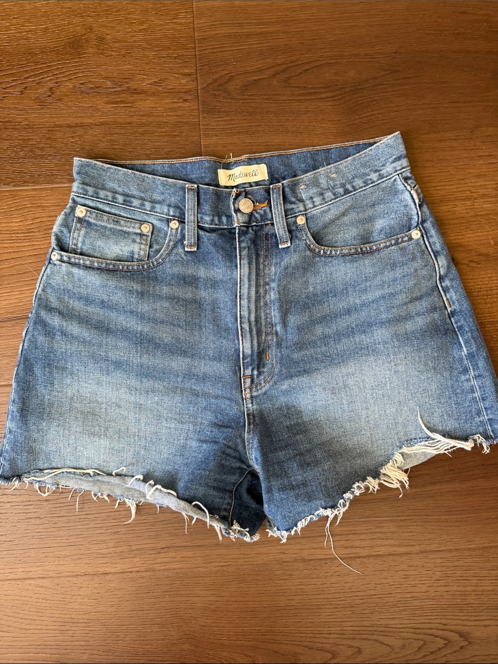 Madewell Light Blue High-Rise Cutoff Denim Shorts